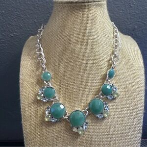 NWT Vintage NAPIER Silver Tone Blue Green Faceted Gemstone Rhinestone Cocktail
